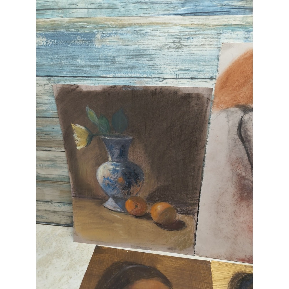 Lot Of 4, Original Oil Painting On Paper Portrait And Nude - Picture 5 of 8